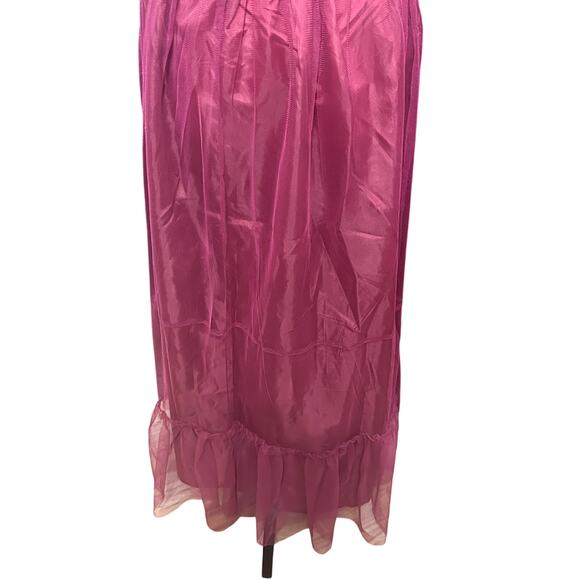 Melloday Maxi Dress Smocked Bodice Tiered Sleeveless Chiffon Magenta s nwot - Picture 7 of 9